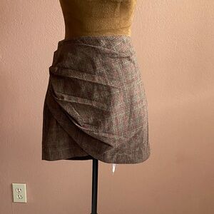 MANGO Plaid Mini Skirt in Brown
